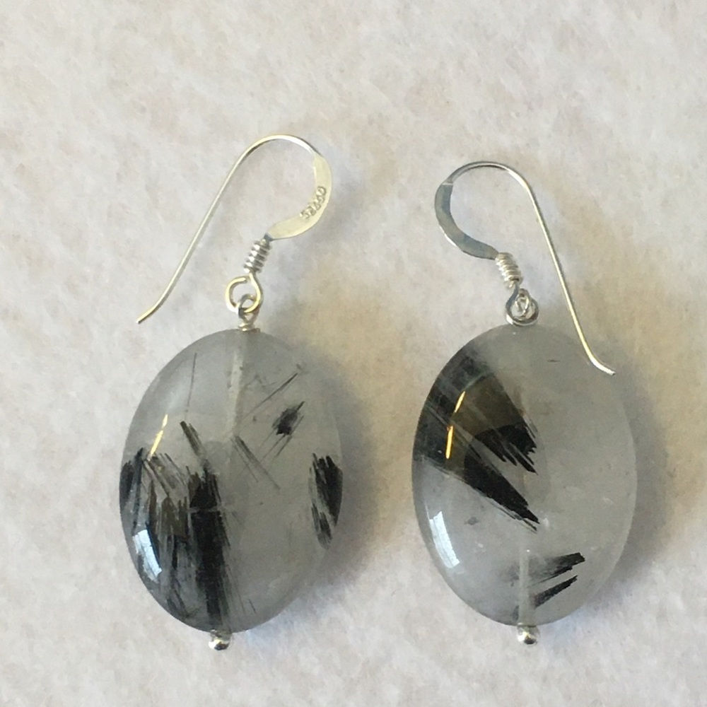 Black Rutilated quartz earrings